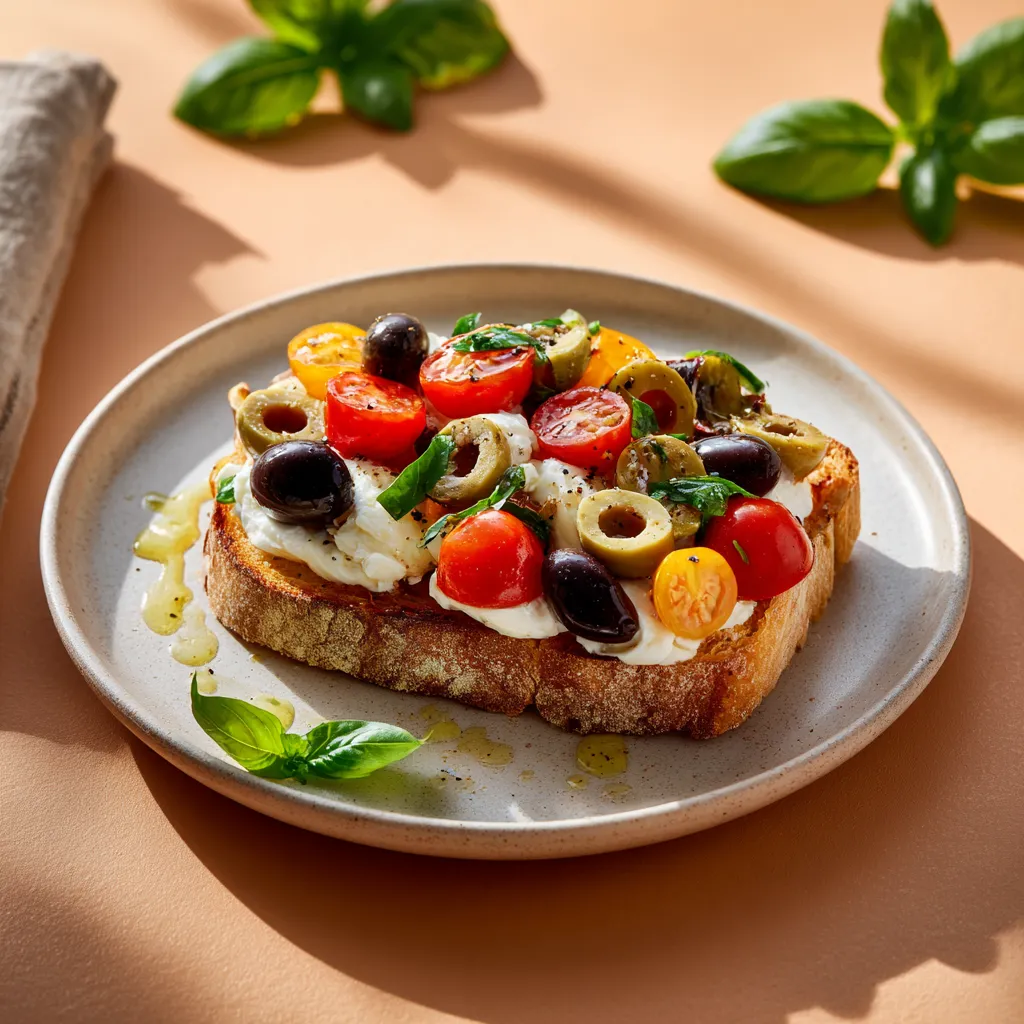[3975] Bruschetta aux tomates, mozzarella et olives
