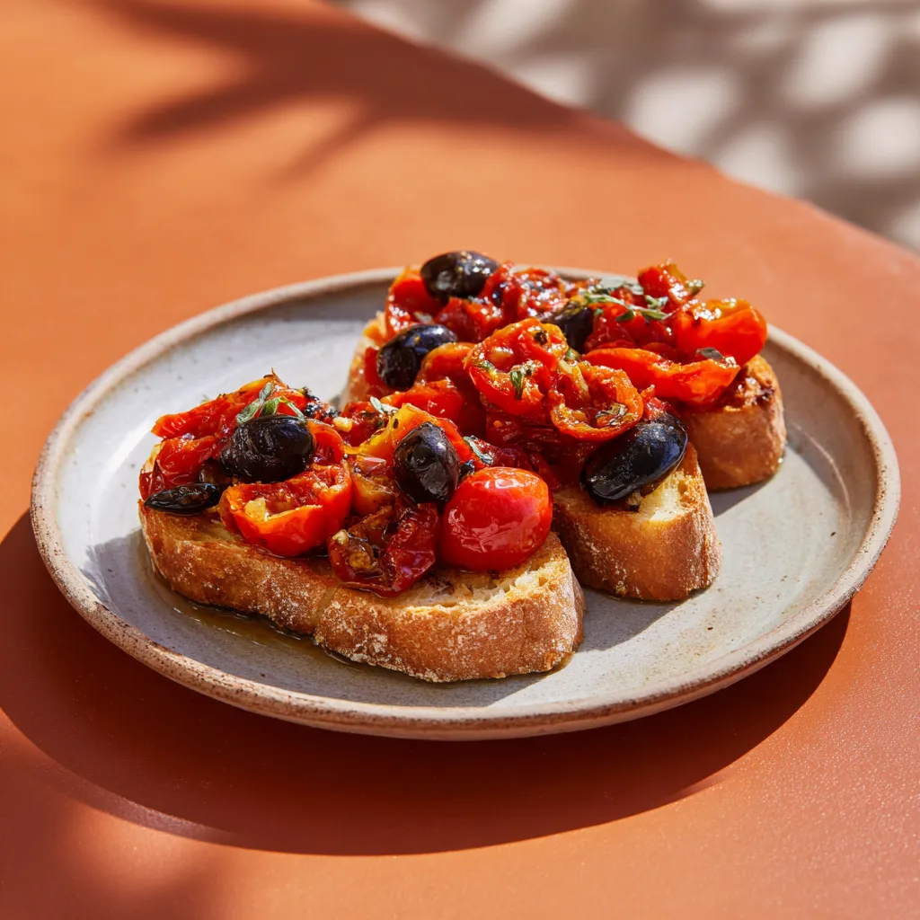 [4692] Bruschetta provençale tomates confites et olives noires