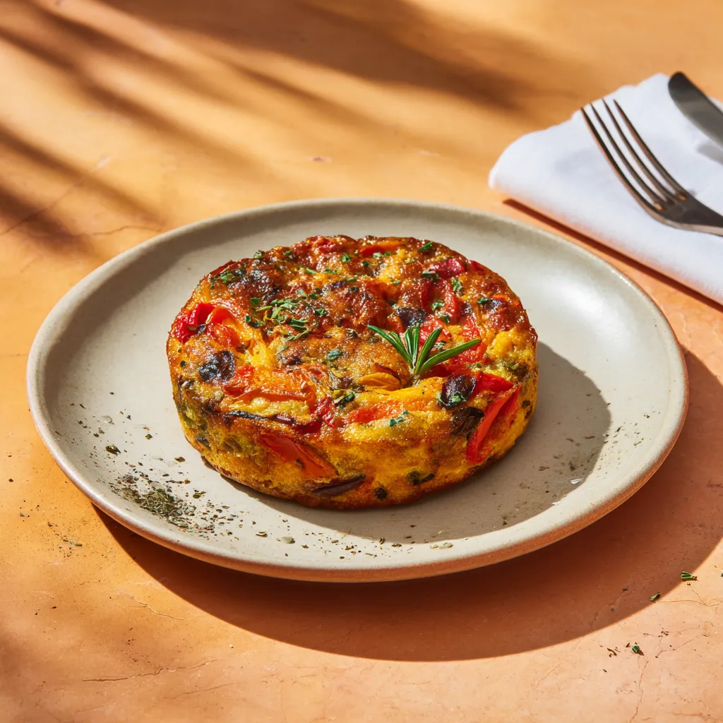 [3029] Clafoutis à la piperade (Poivron rouge, Oignon, Tomate, Ail, Aromates)